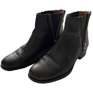 FRYE Carly Black Leather 1" Heel Zip Round Toe Chelsea Moto Biker Booties-6.5